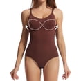 thumbnail image 2 of COMVALUE Seamless Tummy Control Hip Butt Lifter Shapewear Waist Trainer Bodysuit Women Clothing Full Body Shaper (Brown, L), 2 of 7