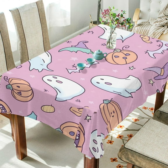 Yayeee Tablecloths 54" x 54" Rectangle Wrinkle Resistant Party Table Cover, Purple Halloween