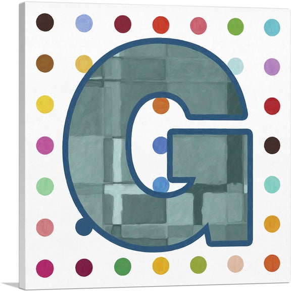 ARTCANVAS Fun Polka Dots Letter G Canvas Art Print - Size: 26" x 26" (0.75" Deep)