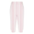 thumbnail image 4 of Kvture Women's Capris Pants Fashion Striped Straight Wide Leg Trousers with Pocket Ladies Sport Casual Cropped Sweatpant Pink S, 4 of 6