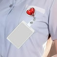 thumbnail image 4 of Porta credencial con carrete, portaetiquetas, cable retráctil de 65 a 70 cm, llavero duradero, identificación Corazón rojo, 4 of 9