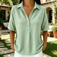 thumbnail image 4 of Kezqiaxn Plus Size Shirts for Women Short Sleeve Collared Button Down Shirts Business Dressy Work Blouses Summer Clothes, 4 of 6