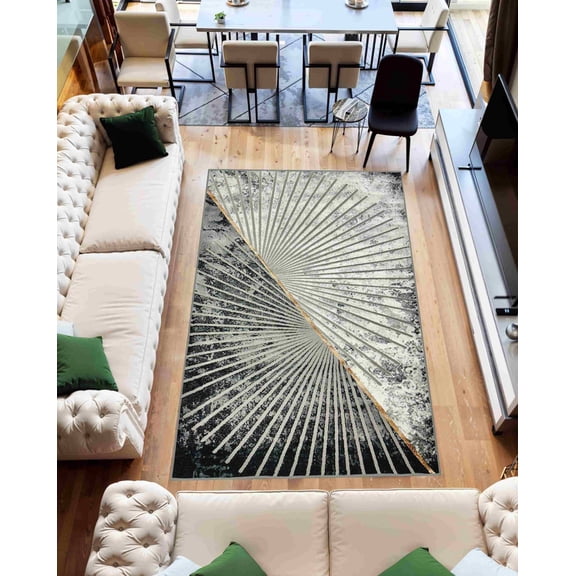 Abstract 5x7 Marble Area Rug Contemporary Modern Artistic Carpet for Living Room Bedroom