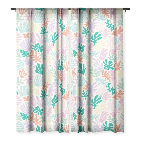 Society6 Avenie Matisse Inspired Shapes Pastel Single Panel Sheer Window Curtain 50" x 96"