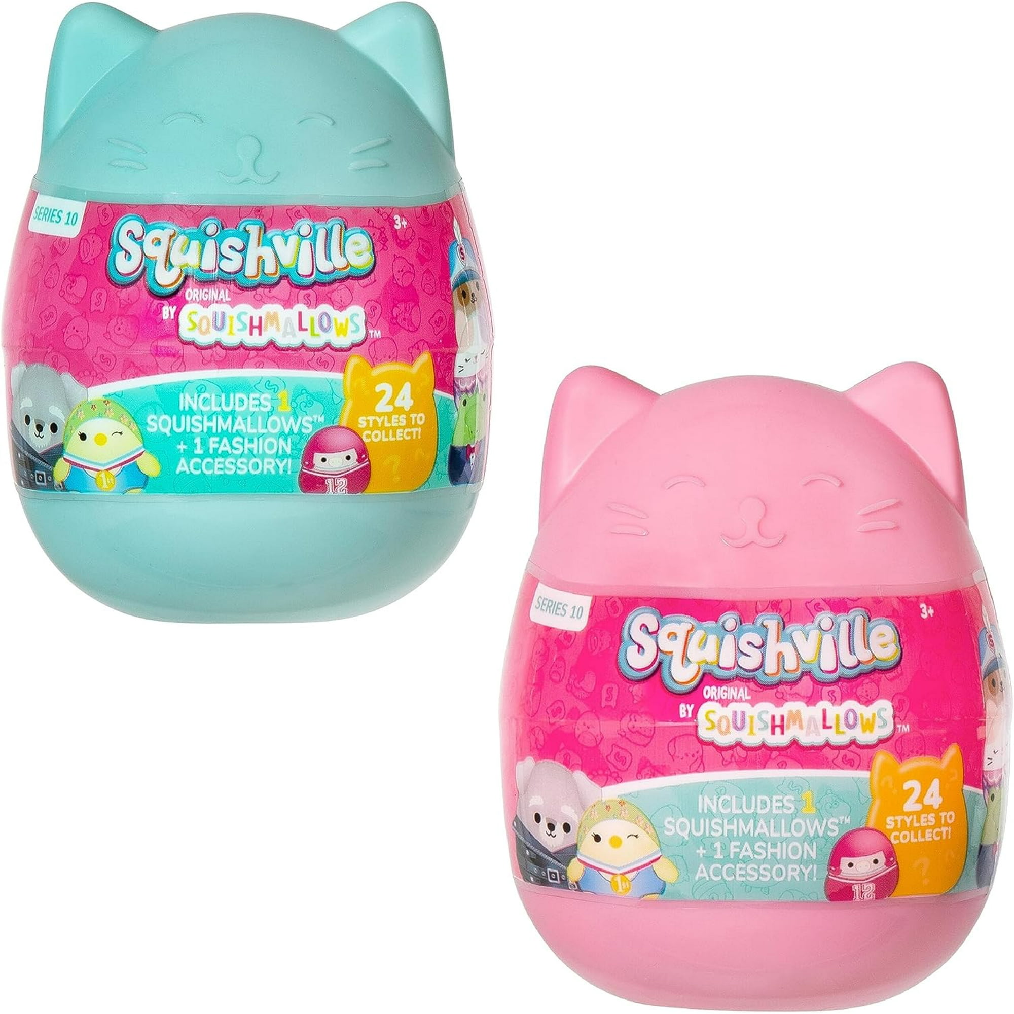 Squishmallow Squishmallows Squishville 2-Pack Egg Capsules Series 10 - Official Jazwares Plush - Mini Mystery Stuffed Animal Toy Styles May Vary