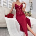 thumbnail image 6 of uublik Pajama Mesh Set For Women Valentine's Day Night Gowns Soft Loungewear Sleepwear Wine, 6 of 6
