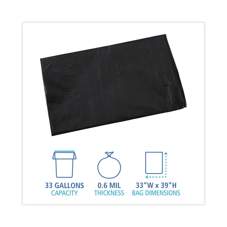 Linear Low Density Industrial Can Liners, 33 gal, 0.6 mil, 33 x 39, Black, 200/Carton Linear Low Density Industrial Can Liners, 33 gal, 0.6 mil, 33 x 39, Black, 200/Carton