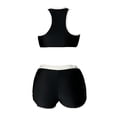 thumbnail image 2 of Xnihocha Women 2 Pieces Sport Bra Racerback Crop Tank Top and Athletic Shorts Set Yoga Gym Training Black&White XXL, 2 of 5