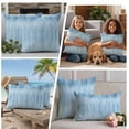 thumbnail image 4 of Light Blue Outdoor Pillow Covers 26x26 Set of 2, Waterproof Patio Throw Pillowcase Protectors, Modern Abstract Art Ombre Striped Square Decorative Pillow Shams Cushion Covers for Seat Bed Couch Sofa, 4 of 8