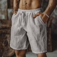 thumbnail image 2 of Men's Cotton Linen Blend Shorts, Relaxed-Fit Beach Shorts with Drawstring Waist & Natural Breathable Fabric ,Light Gray 3XL, 2 of 4