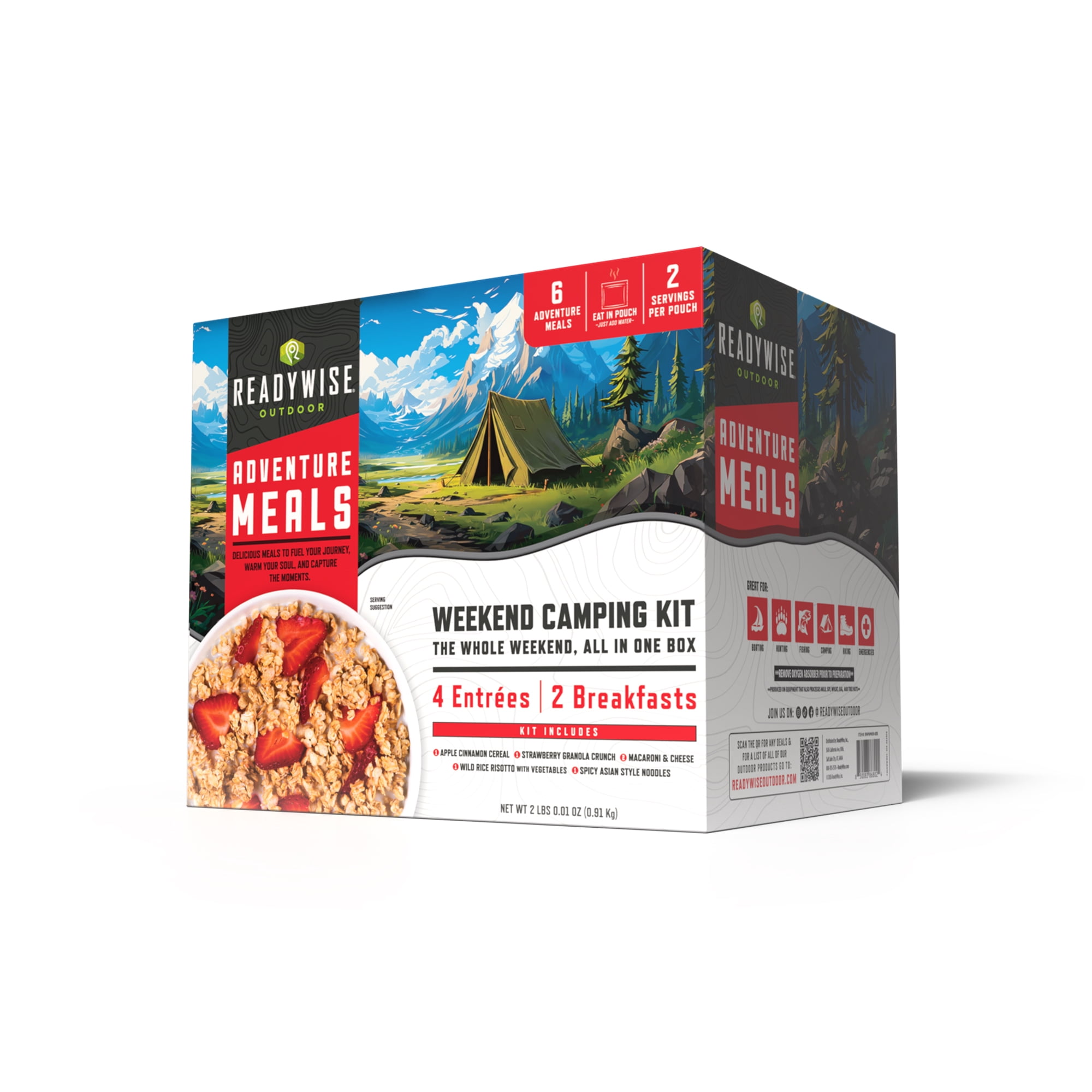ReadyWise Outdoor Weekend Camping Kit, Freeze-Dried Meals, 4 Entrees & 2 Breakfasts