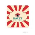 thumbnail image 1 of Andaz Press Carnival Circus Birthday Collection, Personalized Square Label Stickers, Custom Name and Age, 40-Pack, 1 of 3