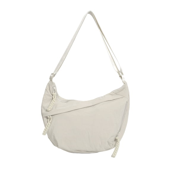 HUISZJ Shoulder Bag Half Moon Bag, Large Capacity Crossbody Bag, Adjustable Strap Shoulder Bag for Travel Commute Work (White)