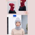 thumbnail image 5 of Xfvqtps Womens 3 in 1 Beanie Face Neck Warmer Set Knit Fleece Lining Solid Color Fuzzy Pompom Stretch Windproof Coldproof Warm Thickened Winter One Piece Skull Cap Neck Circle Scarf Set Pink, 5 of 7