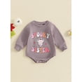 thumbnail image 2 of Suealasg Newborn Baby Boys Girls Halloween Clothes Short Sleeve Letter Ghost Print Sweatshirt Romper Bodysuit Jumpsuits 3 6 12 18 Months Infant Fall Playsuit, 2 of 7
