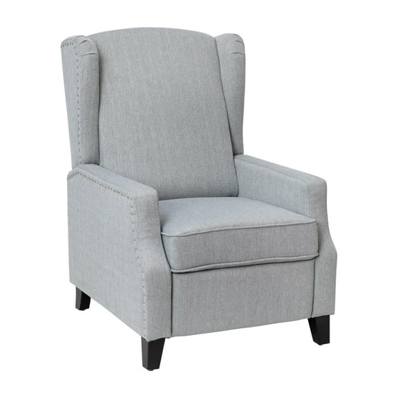 Flash Furniture Prescott Polyester Fabric Upholstered Slim Traditional Pushback Recliner, Gray