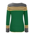 thumbnail image 4 of Green Womens Tops Women's Casual Hook Temperament Top Europe and The United States Long Sleeve Knitted Striped Matching Color Crew Neck Sweater Pullover Top Fall Outfits for Women 2025, 4 of 4