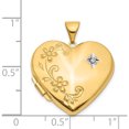 thumbnail image 6 of 14K Yellow Gold Diamond Floral Family Heart Locket (25.2 X 21.65) Made In China xl144, 6 of 6
