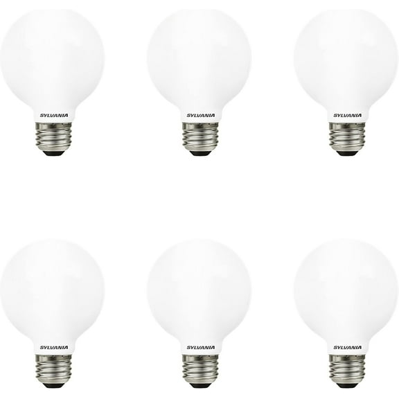 Sylvania 40W G25 TruWave LED Light Bulb, 13 Yr, Daylight, Frosted Glass, Dimmable, 6 Pack