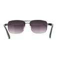 thumbnail image 4 of Mens Color Mirror Classic Rectangular Metal Rim Officer Sunglasses Silver Smoke, 4 of 4