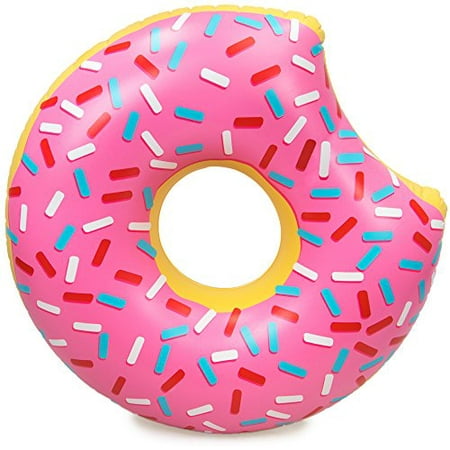 Sol Coastal 4-foot Jumbo Swimming Pool Donut Float, Strawberry Frosted ...
