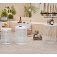 thumbnail image 6 of Y&M Set of 3 Metal Side End Tables Nightstand, Nesting Round Coffee Table for Indoor Outdoor, Heavy Duty Metal Plant Stand Living Room Garden Stool - White, 6 of 6