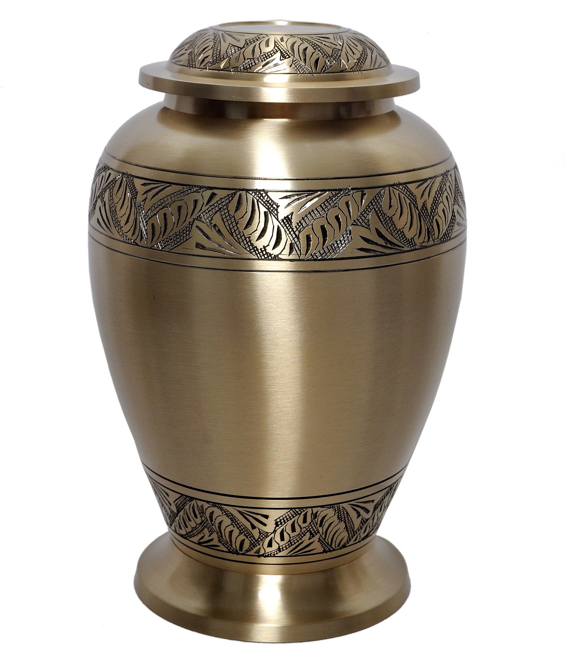 Smaller High Sheen Brushed Satin Gold Solid Brass Urn w/Black~4"~18Lbs 