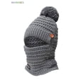 thumbnail image 2 of BadPiggies Womens Pom Beanie Hat Scarf Set Winter Slouchy Warm Hat Fuzzy Knit Skull Cap with Fleece Lined (Gray), 2 of 7