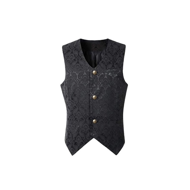 Chaleco Medieval Vintage Jumpingount para hombre Diseño Simple Color sólido Negro XXXL