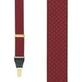 thumbnail image 2 of Suspender Store Mens Jacquard Checkered Clip Suspenders Burgundy 42" for 5'0" to 5'9" tall, 2 of 4