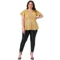 thumbnail image 3 of DARING DIVA Women's Plus Sequin V Neck Faux Wrap Metallic Shirt 1X Gold, 3 of 7