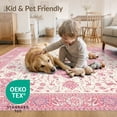 thumbnail image 4 of ODIKA 2'x3' Washable Accent Rug Mauve Vintage Dusty Boho Scroll Border Motifs Distressed Trellis for Bedroom, Nursery, RV, Pet Friendly, Bedside Mat, 4 of 7