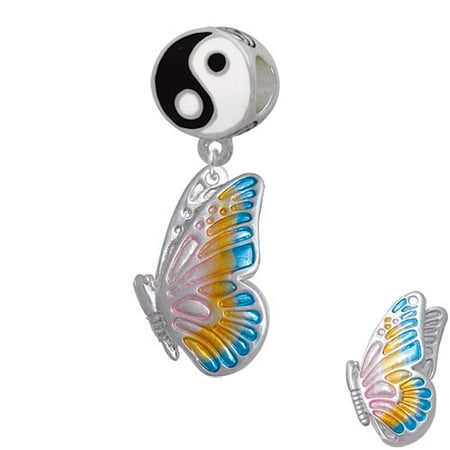Large Translucent Pastel Flying Butterfly - Yin Yang Charm Bead