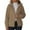 Beige, variant on Women's Fleece Hooded Jacket, Lightweight Zip Up Coat, Soft Plush Outerwear, Spring Fall Transitional Wear, Cute Casual Short Coat, Cozy Pocket Front Design Beige L