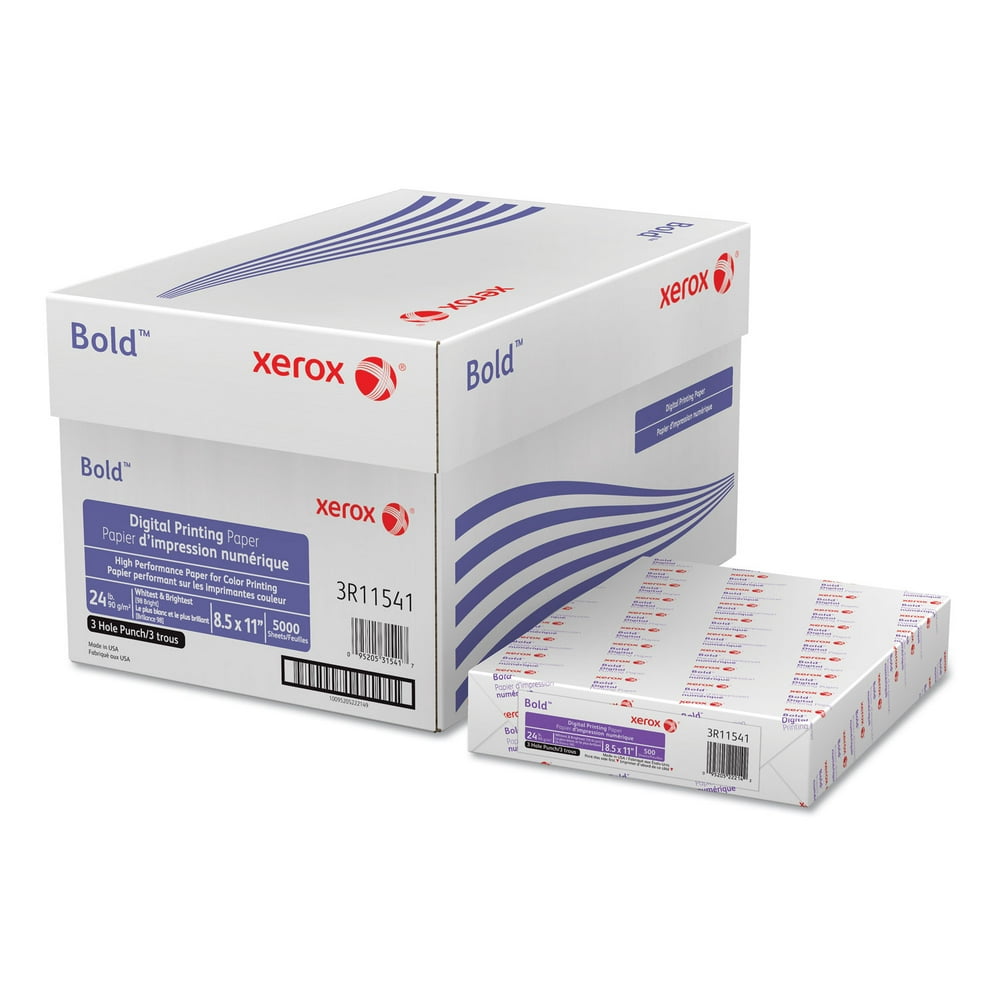 xerox Bold Digital Printing Paper, 98 Bright, 3Hole, 24lb, 8.5 x 11
