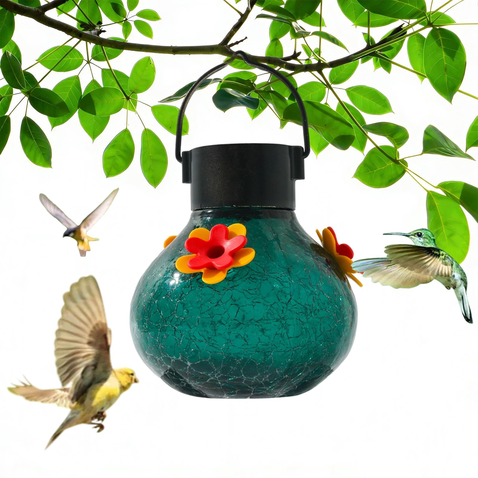 Inerposs Solar Lighted Hummingbird Feeder, Outdoor Garden Decoration, Automatic Bird Water Dispenser, Hanging Patio Accessory, Perfect Gift for Garden Enthusiasts