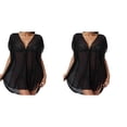 thumbnail image 1 of (2-Pack) Kcodviy Women Ring Linked Sheer Swim Cover Up Mesh Cover Up Dress Bikini Set with Ruffle Cover Up Cover Up Mini Dress Cover Ups Beach Wrap Bikini Shiny Wraps Cover Ups for Swimwear Dress, 1 of 8