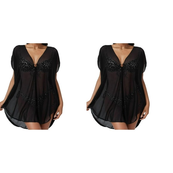 (2-Pack) Rinsvye Women Ring Linked Sheer Maternity Beach Cover Up Mesh Cover Up Dress Plus Size Cover Up Pants Cover Up Mini Dress Cover Ups Beach Wrap Bikini Shiny Wraps Cover Ups for Swimwear Dres