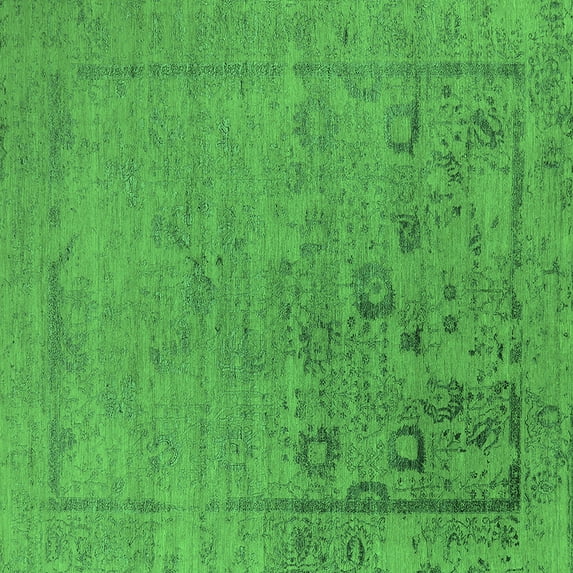 Ahgly Company Indoor Square Oriental Green Industrial Area Rugs, 8' Square