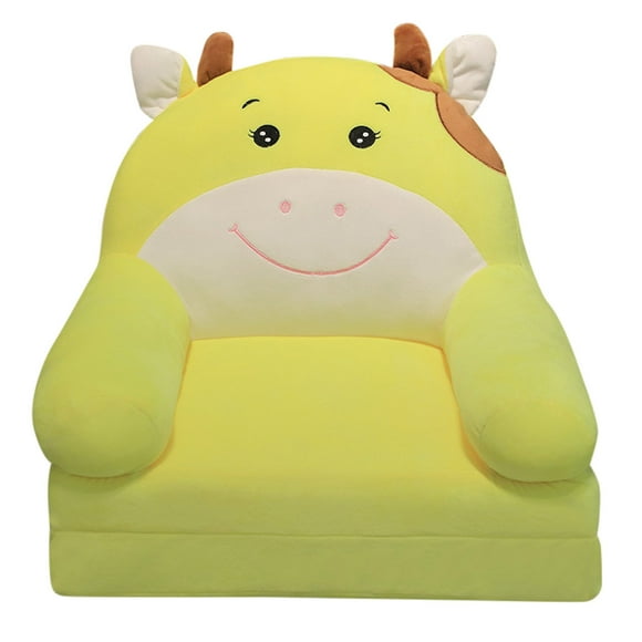 ZTTD Plush Foldable Kids Sofa Backrest Armchair 2 In 1 Foldable Children Sofa Cute Cartoon Lazy Sofa Children Flip Open Sofa Bed for Living Room Bedroom Light Yellow