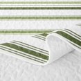 thumbnail image 5 of Castle Fairy Abstract Horizontal Stripe Quilt King 3 Pieces,Minimalist Thin Line King Coverlet Set,Olive Mint White,1 Bedspread and 2 Pillowcases, 5 of 7