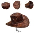 thumbnail image 6 of yuksok Cowboy Hat Men Trendy Jazz Hat for Camping Shopping Fishing Costume Props Travel Brown, 6 of 9
