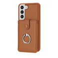 thumbnail image 5 of Compatible with Samsung Galaxy S21 Wallet Phone Case,360°Rotation Finger Ring Holder Kickstand,with Card Holder,Lychee Pattern PU Leather Durable Shockproof Rugged Phone Case,Brown, 5 of 12