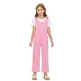 thumbnail image 3 of MKOSPLRT Jumpsuits for Girl Children Sleeveless Tie Knot Wide Leg Jumpsuits Scoop Neck Baggy Overalls Solid Casual Long Jumpers with Pocket, 3 of 8