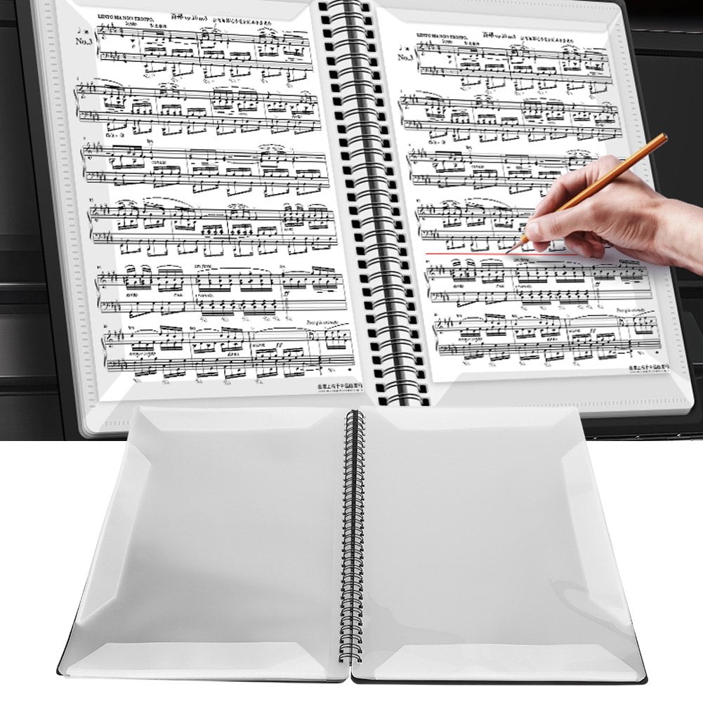 Black Sheet Music Folder 20 Pockets Display 40 Pages Binder Organizer for Music Stand Fits A4