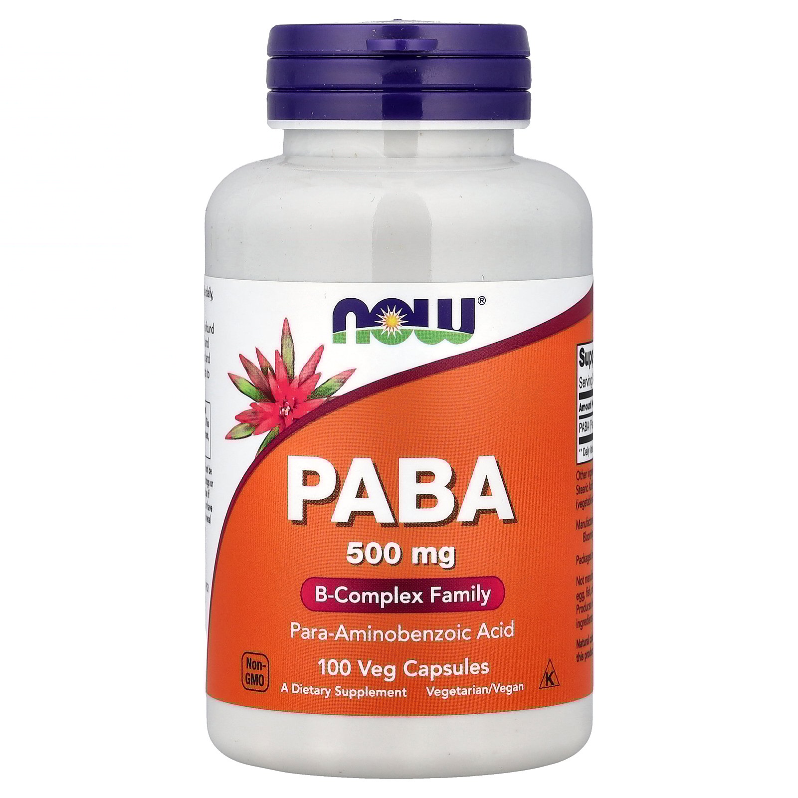 NOW Foods PABA, 500 mg, 100 Capsules