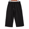 thumbnail image 3 of Yifymode Wide Leg Cropped Pants for Women Baggy Summer Linen Capris Oversized Palazzo Capri Pants Beach Boho Lounge Flowy Pant,Black L, 3 of 5
