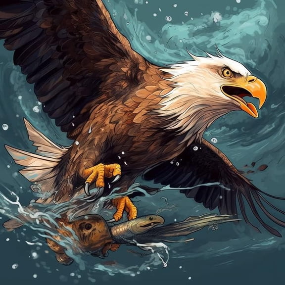 5D DIY Diamond Painting Set "Eagle, Animals, Fish" Round Diamond Art Crafts for Adults, Suitable for Wall Decoration, Bedroom and Home Decoration