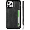 thumbnail image 6 of for iPhone 11 Pro Luxury PU Leather Case with Card Holder,Cash Slots,Stand Function Back Wallet Case Flip Wrist Strap Double Magnetic Clasp Durable Case for iPhone 11 Pro 5.8",Black, 6 of 15