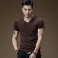 thumbnail image 1 of Camiseta deportiva para hombre, cuello en V, diseño de moda, corte entallado, lisa, camisetas para hombre, camisetas de manga corta para hombre, 1 of 3